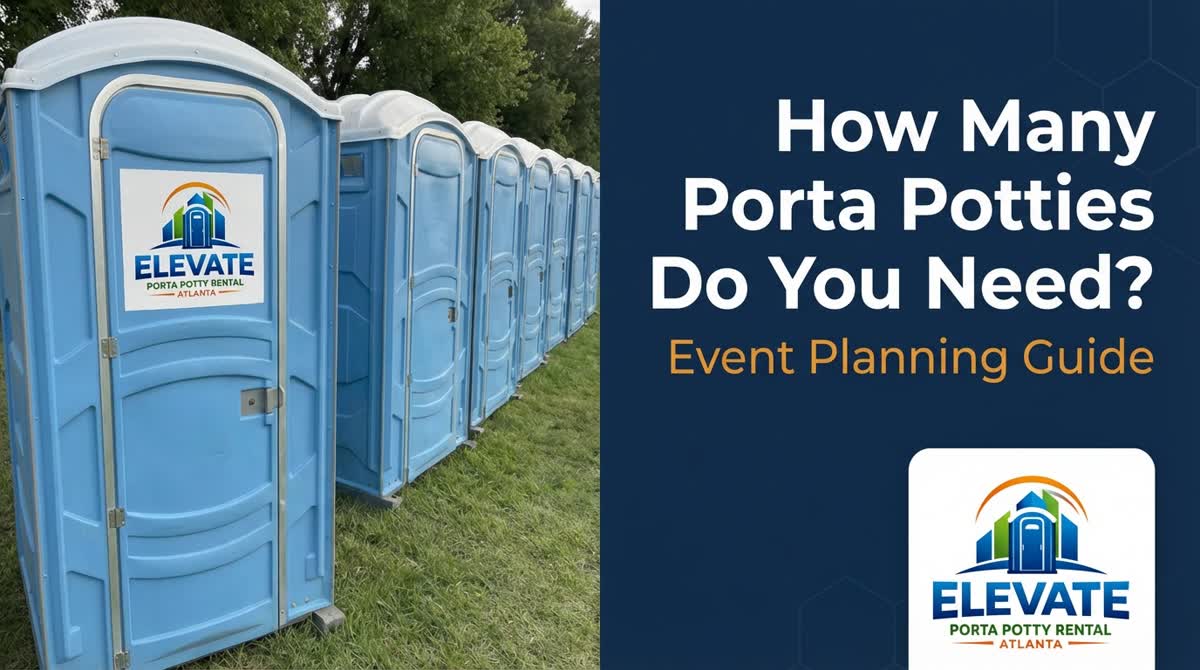 Porta potty event calculator infographic showing units needed by guest count